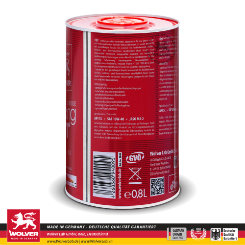 Wolver 4T Racing 10W-40 SL 0.8L (Synthetic)